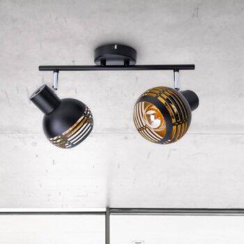 Stropné svietidlo Casco, 2-plameňové, čierna