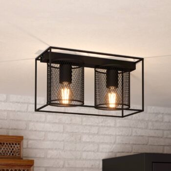 Stropné svietidlo Catterick, čierna, dve klietky