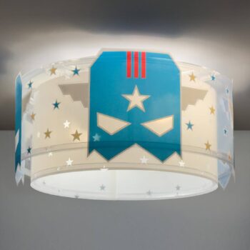 Stropné svietidlo Dalber Blue Hero, bielo-modré, Ø 33 cm