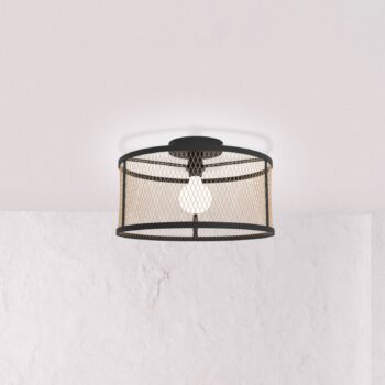 Stropné svietidlo Dellow, Ø 45 cm, čierna/mosadzná farba, oceľ