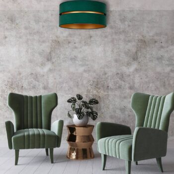 Stropné svietidlo Duo, zelená/zlatá Ø 60 cm, 1-pl