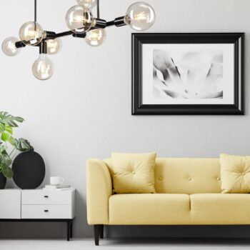 Stropné svietidlo Eliza, 8-plameňové, čierne