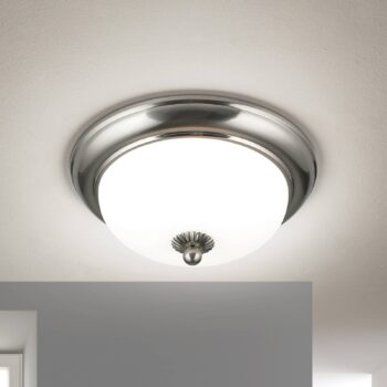 Stropné svietidlo Empire, Ø 26,5 cm, matný nikel, matné opálové sklo