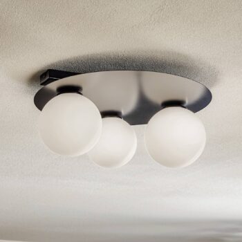 Stropné svietidlo Firn, okrúhle, 3-plameňové, čierne