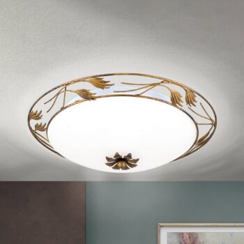 Stropné svietidlo Fleur, antická zlatá, Ø 50 cm