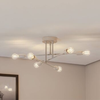 Stropné svietidlo Flower 177, krémovo biele, kov, 6-plameňové