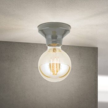 Stropné svietidlo Frost, sivá, keramika, E27