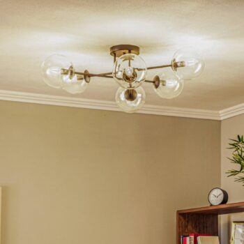 Stropné svietidlo Glassy, čierne, číre, sklo, 6-pl., E14