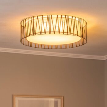 Stropné svietidlo Harmony, čierne, prírodná juta, Ø 72 cm