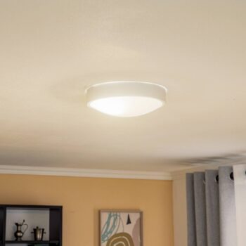 Stropné svietidlo Jaris, sklo vypuklé, Ø 26 cm, biele