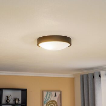 Stropné svietidlo Jaris, sklo vypuklé, Ø 26 cm čierne