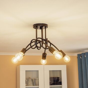 Stropné svietidlo Joiy, krížové, 5-pl., čierne