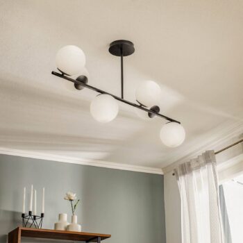 Stropné svietidlo Kabo, 1 rameno, čierne, 6-plameňové