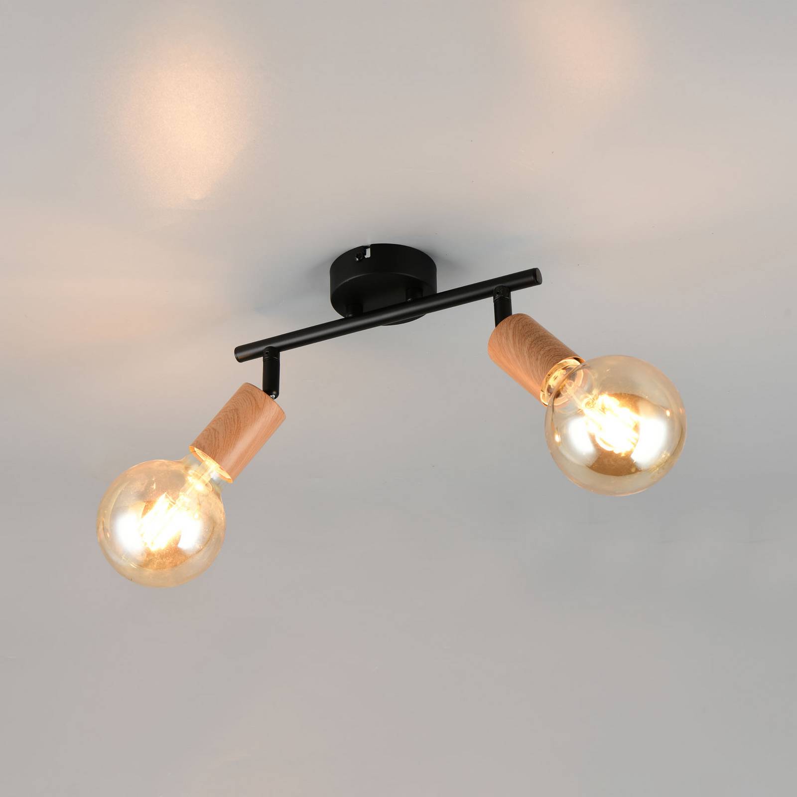 Stropné svietidlo Lamego, čierne, dĺžka 35 cm, 2-pl., kovové Stropné svietidlo Lamego, čierne, dĺžka 35 cm, 2-pl., kovové