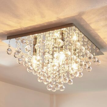 Stropné svietidlo Lindby Annica, hranaté, chróm, kov, 42 cm