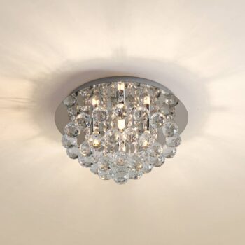 Stropné svietidlo Lindby Antonino, 4 svetlá, chróm, krištáľ, 35 cm