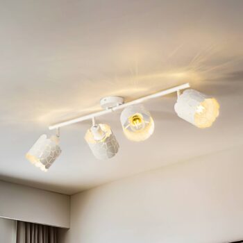 Stropné svietidlo Lindby Aralena, biele, 4 svetlá, dĺžka 97 cm