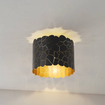 Stropné svietidlo Lindby Aralena, čierna/zlatá, kov, Ø 26 cm