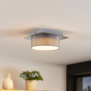 Stropné svietidlo Lindby Aviola, kov, textil, dĺžka 18 cm