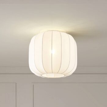 Stropné svietidlo Lindby Helin, biele, látka, Ø 35 cm