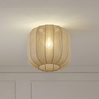 Stropné svietidlo Lindby Helin, sivé, látka, Ø 35 cm