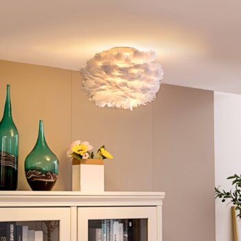 Stropné svietidlo Lindby Heven, Ø 35 cm, biele, plast, E27