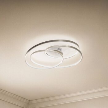 Stropné svietidlo Lindby LED Joline, Ø 60 cm, farba niklu, kov