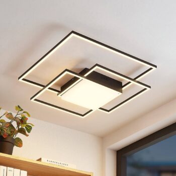 Stropné svietidlo Lindby LED Nelinka, 60 cm, čierna farba, hliník