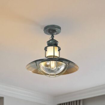 Stropné svietidlo Lindby Louisanne, sivozelené, kov, Ø 35 cm