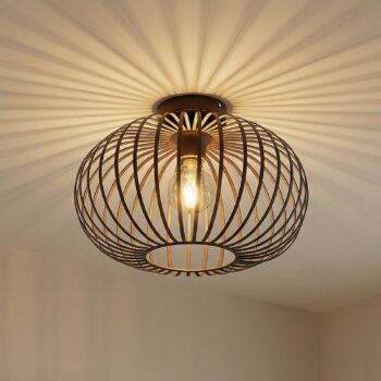 Stropné svietidlo Lindby Nahele, hnedá farba, kov, Ø 40 cm, E27