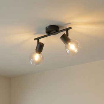 Stropné svietidlo Lindby Pendura, 2 svetlá, čierna farba, sklo