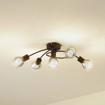 Stropné svietidlo Lindby Pendura, 5 svetiel, čierne, sklo