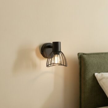 Stropné svietidlo Lindby Piena, čierne, 1 svetlo, kov, Ø 9,3 cm