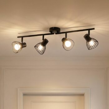 Stropné svietidlo Lindby Piena, čierne, 4 svetlá, kov, 70 cm