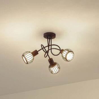Stropné svietidlo Lindby Solm, hrdza, železo, 3 svetlá
