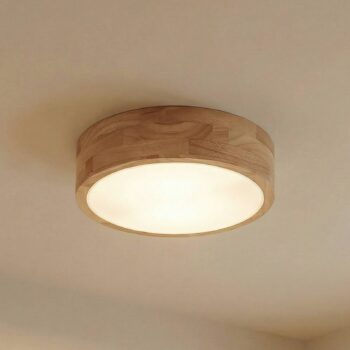 Stropné svietidlo Lindby Tanju, Ø 30 cm, 2 svetlá, dubové drevo, E27