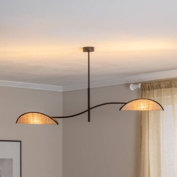 Stropné svietidlo Lotus, čierne/rattanoptik, 2-pl