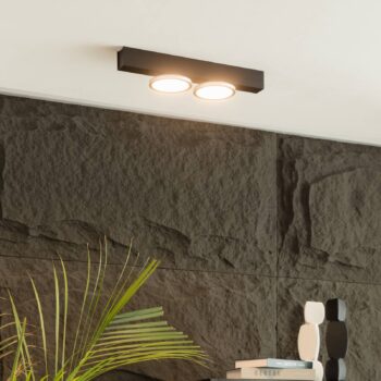 Stropné svietidlo Lucande Kellino, 2 svetlá, čierne