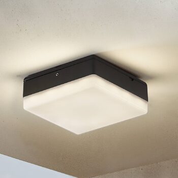 Stropné svietidlo Lucande LED Thilo, 16 cm, antracit, senzor, IP54