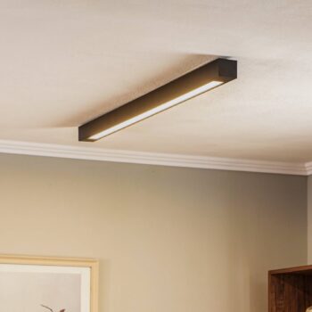 Stropné svietidlo Lungo, čierne, dĺžka 124 cm