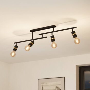 Stropné svietidlo Lurone, čierne, štvorplameňové