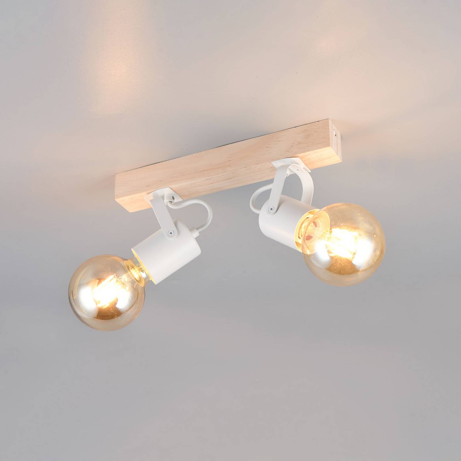 Stropné svietidlo Lynar, biele, drevo, kov, dĺžka 31 cm, 2-pl. Stropné svietidlo Lynar, biele, drevo, kov, dĺžka 31 cm, 2-pl.