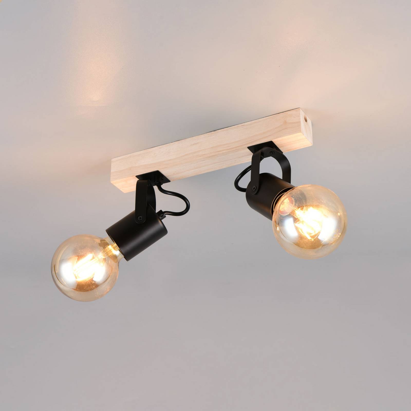 Stropné svietidlo Lynar, čierna, drevo, kov, dĺžka 31 cm, 2-pl. Stropné svietidlo Lynar, čierna, drevo, kov, dĺžka 31 cm, 2-pl.