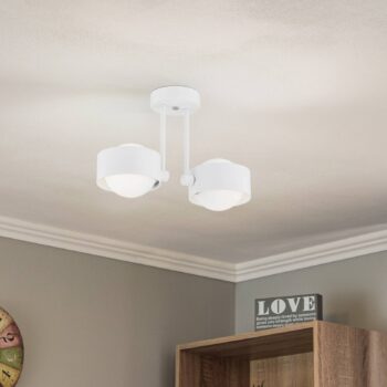 Stropné svietidlo Mado z ocele, biele, 2-plameňové