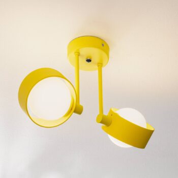 Stropné svietidlo Mado z ocele, žlté, 2-plameňové