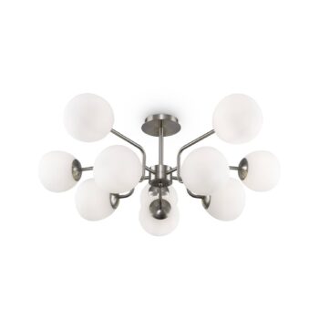 Stropné svietidlo Maytoni Erich, niklová farba, sklo/kov 10 svetiel.