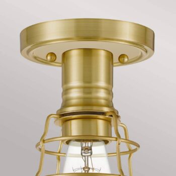 Stropné svietidlo Mixon s kovovou klietkou, brúsená mosadz