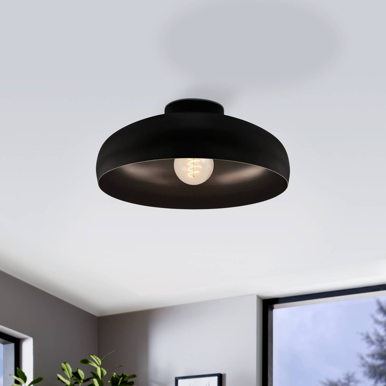 Stropné svietidlo Mogano, Ø 40 cm, čierna farba, oceľ Stropné svietidlo Mogano, Ø 40 cm, čierna farba, oceľ