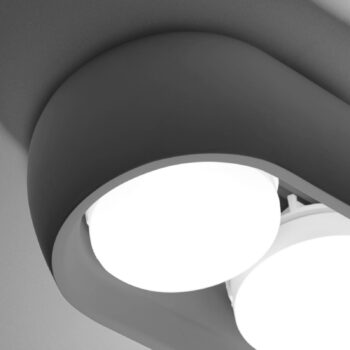 Stropné svietidlo Mysia, 2 svetlá, 20 cm, kremenná sivá, omietka, GX53