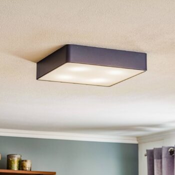 Stropné svietidlo Oro z ocele a skla, sivé, 35 cm